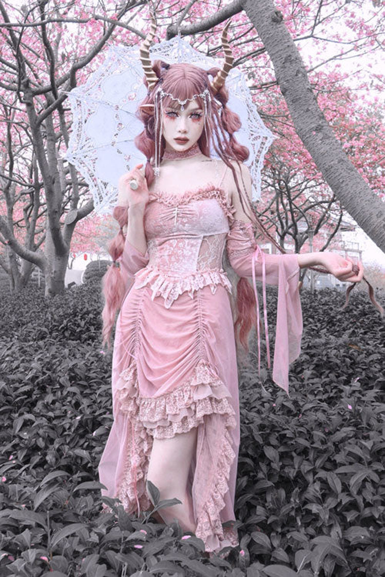 Cherry Gothic V-Neck High-Waist JSK
