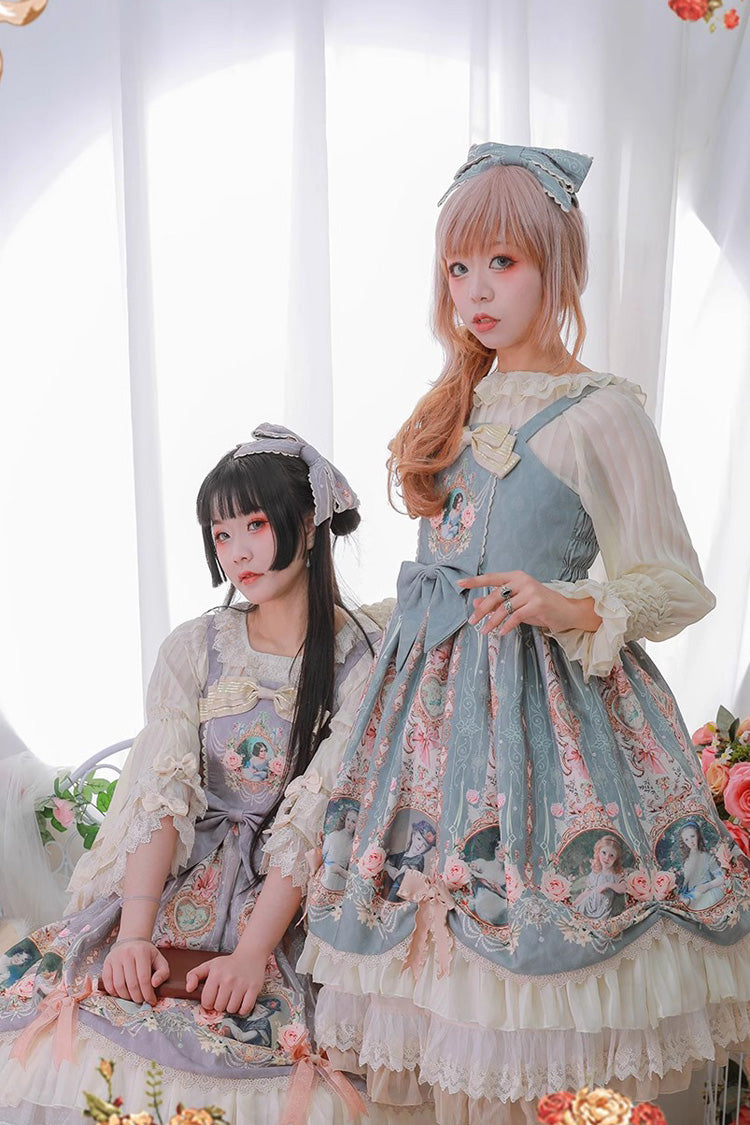 Portrait of A Little Lady Classic Vintage Lolita JSK with Ruffle Bowknot