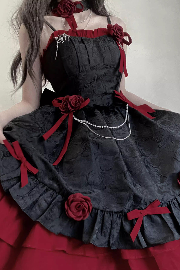 Red/Black Print Ruffle Bow Gothic Princess Jsk Dress