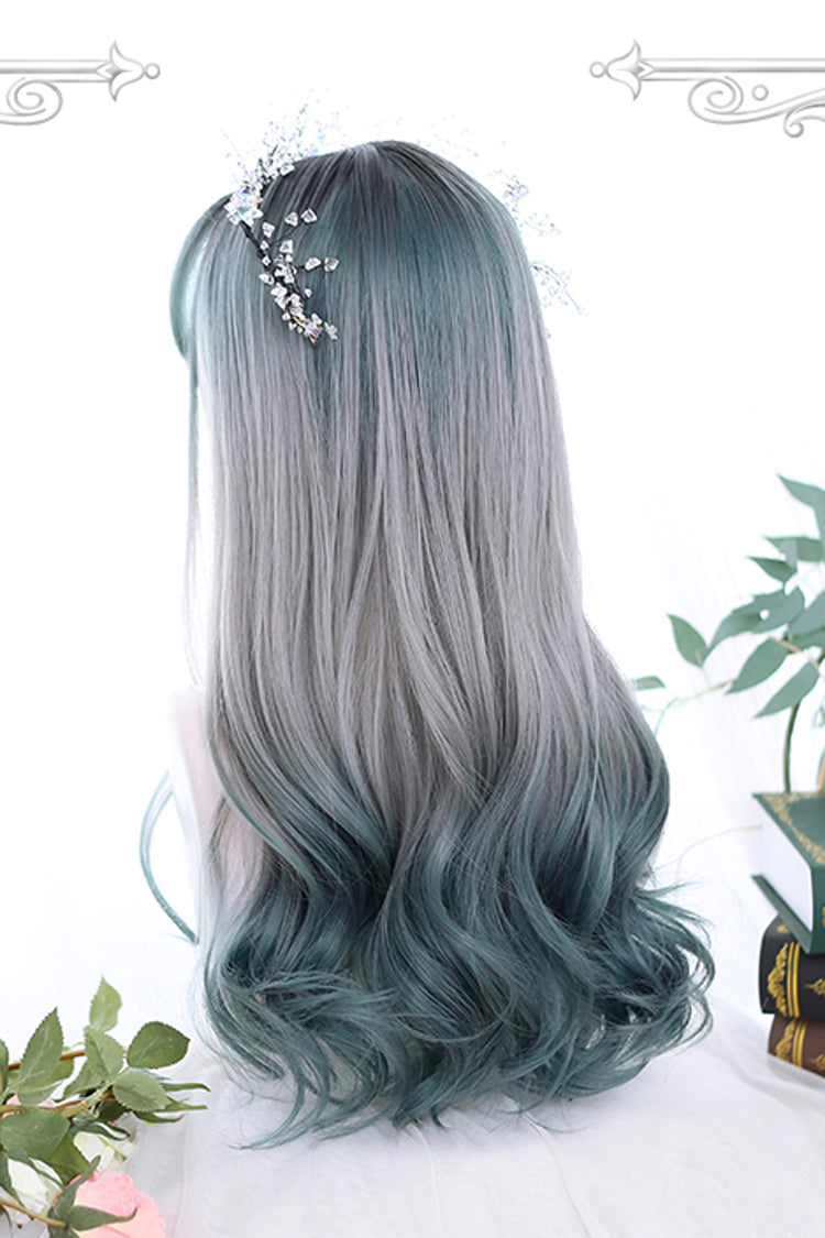 Emerald Ash Gray Big Wavy Long Curly Retro Wig