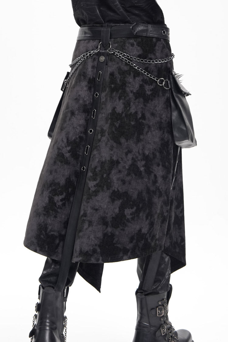 Men's Gothic Skirt with Rivet Buckle and Chain Detail