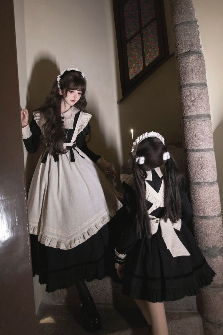 Black Maid Collar Ruffled Short Sleeve Classic Lolita Dress