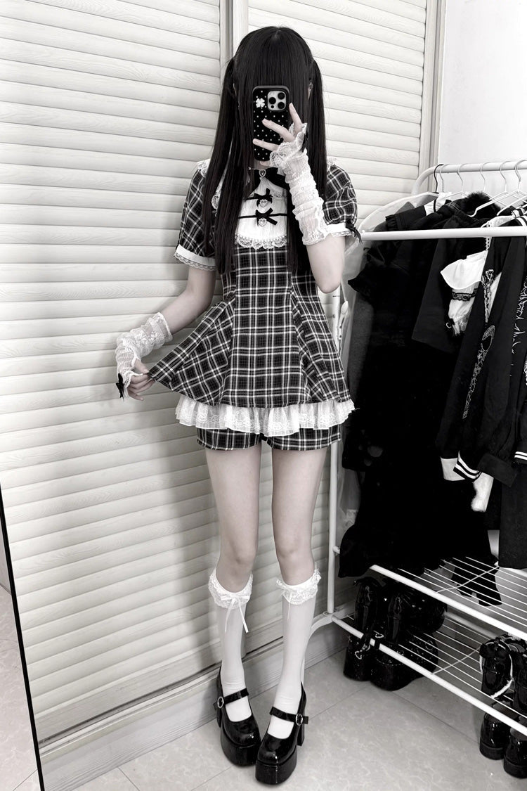 Gothic Japanese Dress Set with Rabbit Ears and Doll Collar - Moonlight Whispers, 2 Colors