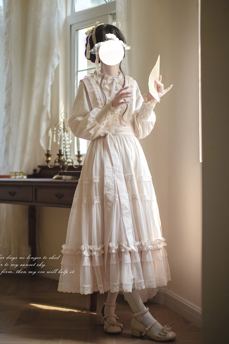 Ivory Sleeveless Ruffled Lace Japanese Elegant Lolita Jumper