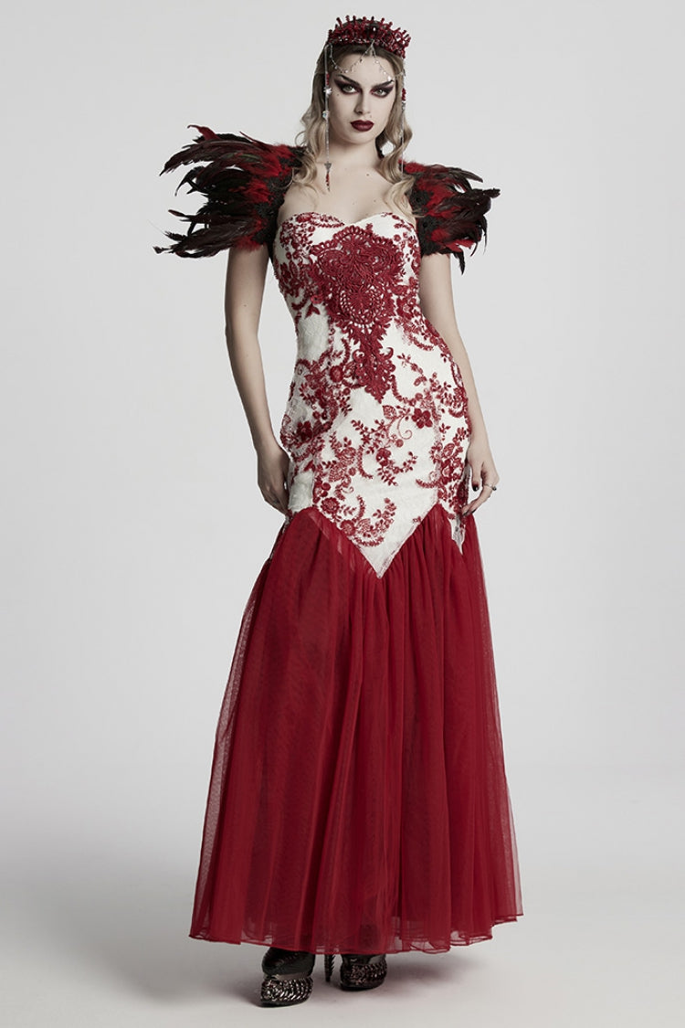 Scarlet Gothic Crystal Cross Headpiece with Irregular Design