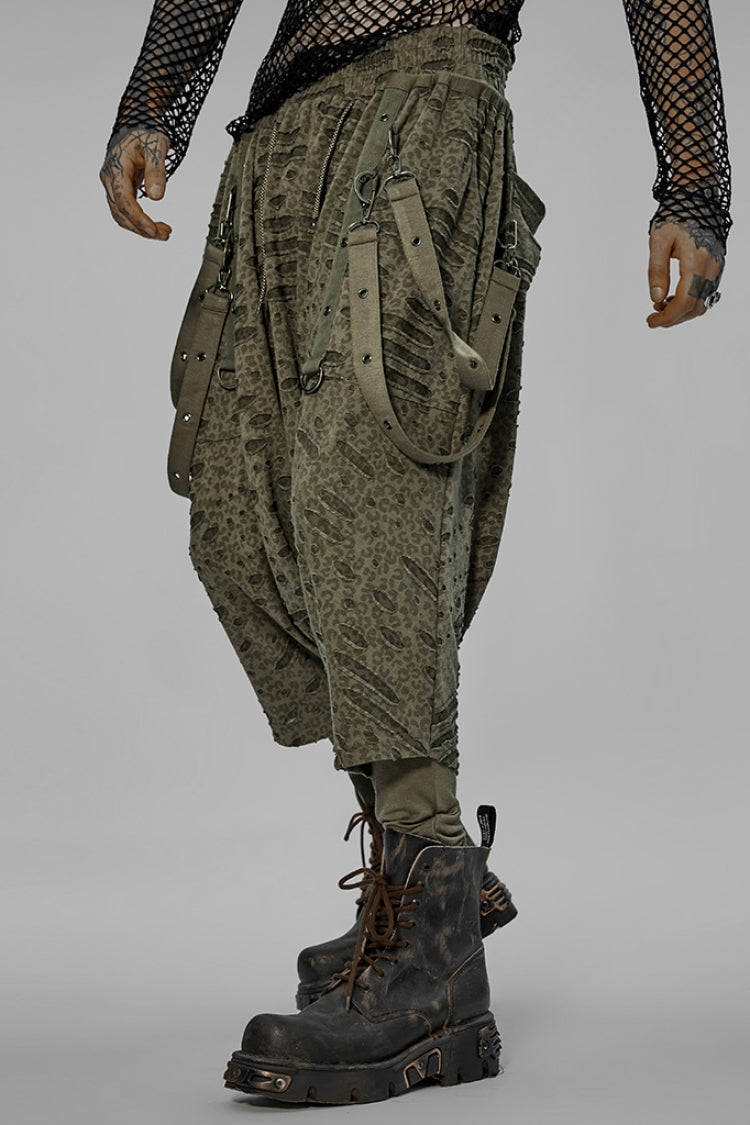 Jade Punk Men's Distressed Pants with Adjustable Straps