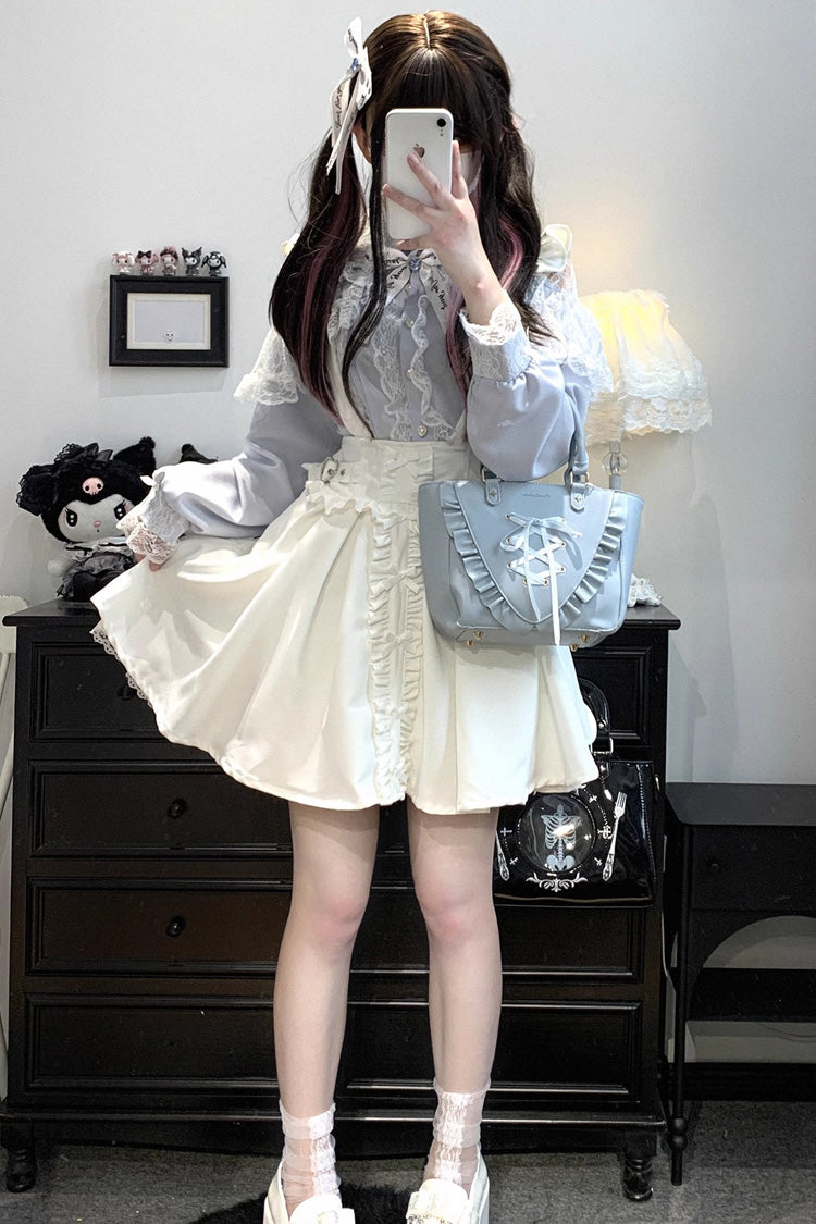 [Dolls Only] Ruffle Bowknot Lace Lace-Up Sweet Jirai Kei Strap Gown 4 Colors
