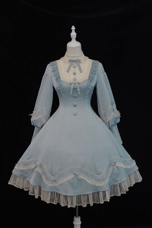 Alice Girl Andrea Ruffled OP Dress - Solid Bowknot Sweet Lolita