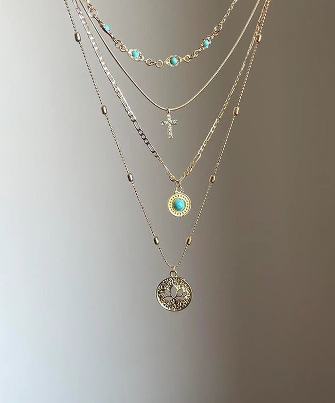 Necklace Tassel Out Silver Hollow Pendant Turquoise Art Layered Overgild Sterling Gold