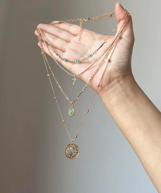 Necklace Tassel Out Silver Hollow Pendant Turquoise Art Layered Overgild Sterling Gold