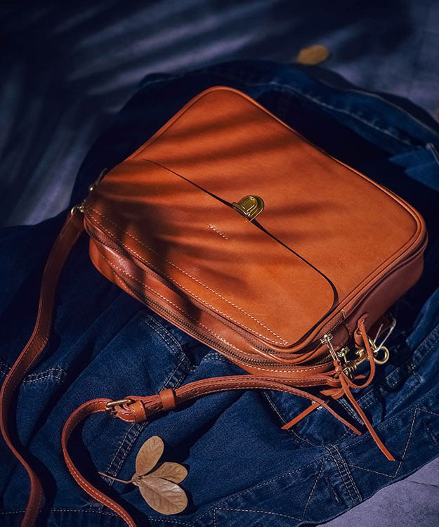 Art Versatile Leather Orange Durable Cross-body Bag