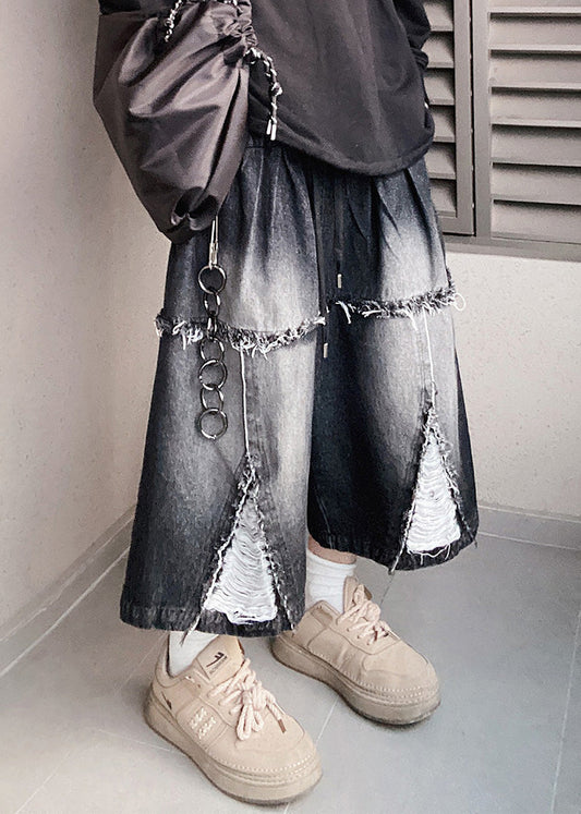 Elastic Shorts Black Oversized Design Men Original Waist Summer