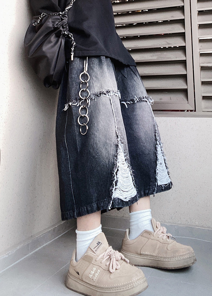 Elastic Shorts Black Oversized Design Men Original Waist Summer