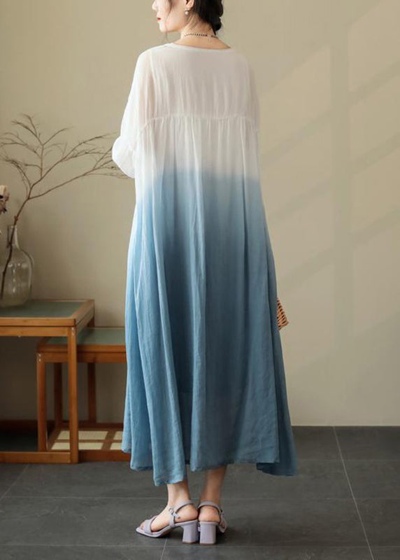 Dresses Blue Wrinkled Summer O Cotton Neck