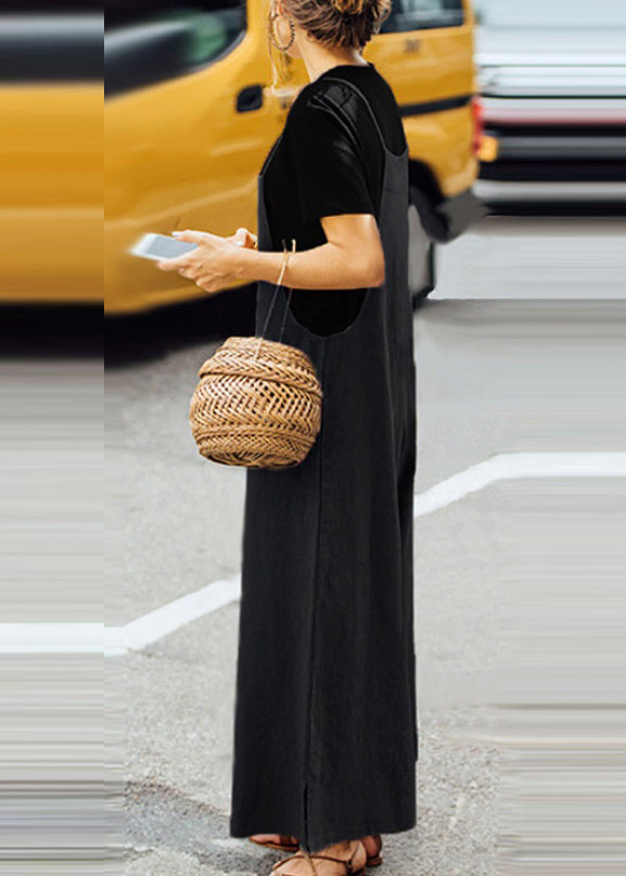 Neck Army Slash Jumpsuit Sleeveless Solid Green Boho