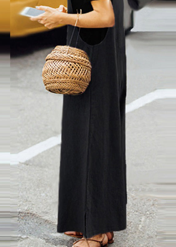 Neck Army Slash Jumpsuit Sleeveless Solid Green Boho