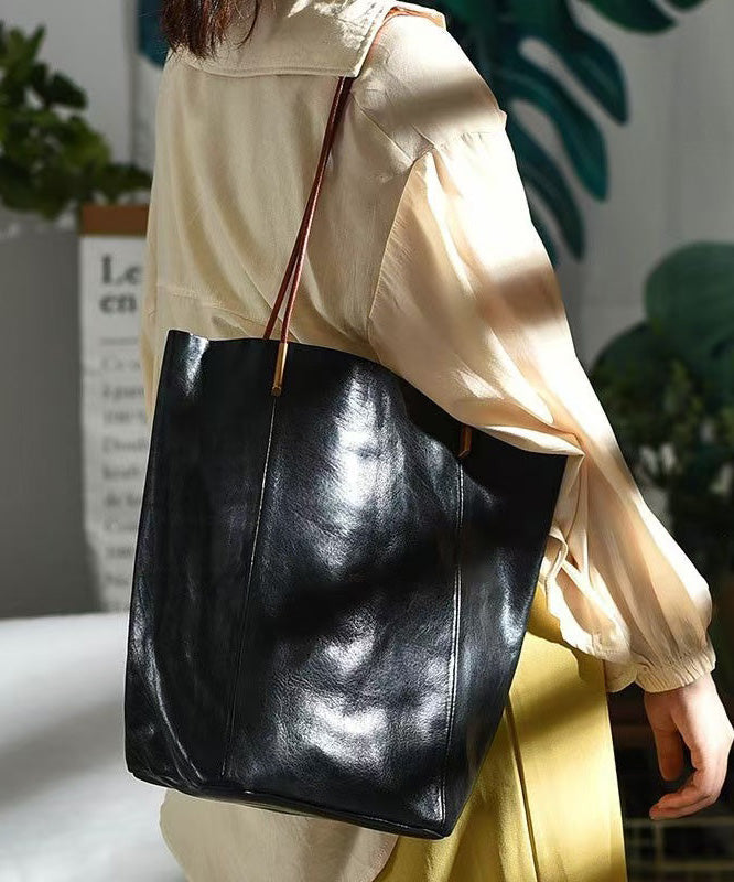 Bag Capacity Boho Large Green Leather Bucket