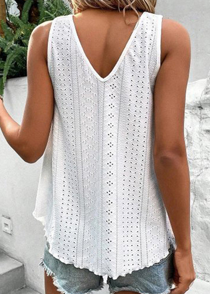 Boho Green Out Hollow Patchwork Tanks Summer