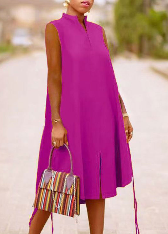 Collar Dresses Summer Green Print Stand Boho Maxi