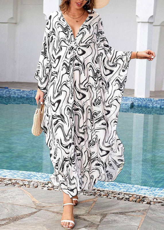 Open V Maxi Side Boho Neck Grey Fall Print Dresses