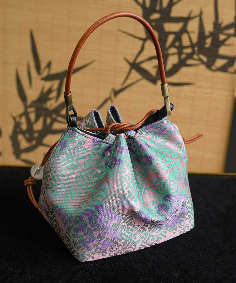 Print Bag Bucket Versatile Silk Boho Drawstring