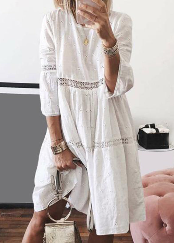 Dresses Out Bracelet Hollow Boho Long Sleeve Yellow O-Neck