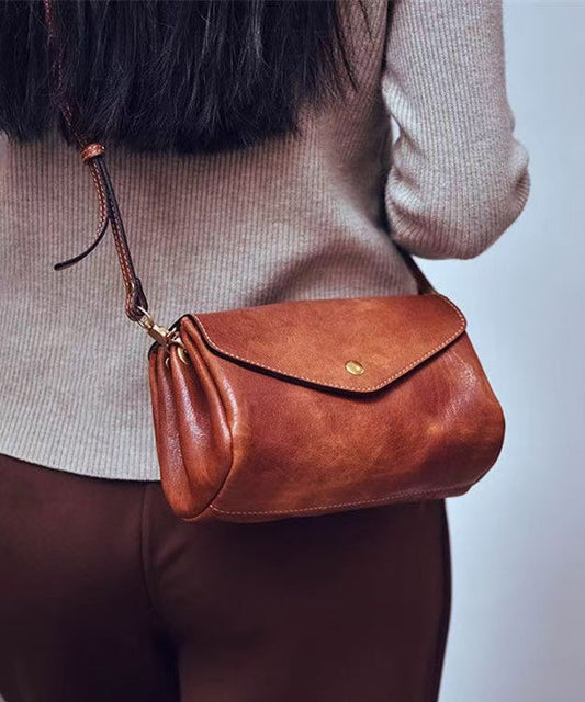 Khaki Botique Durable Cross-body Solid Leather Bag