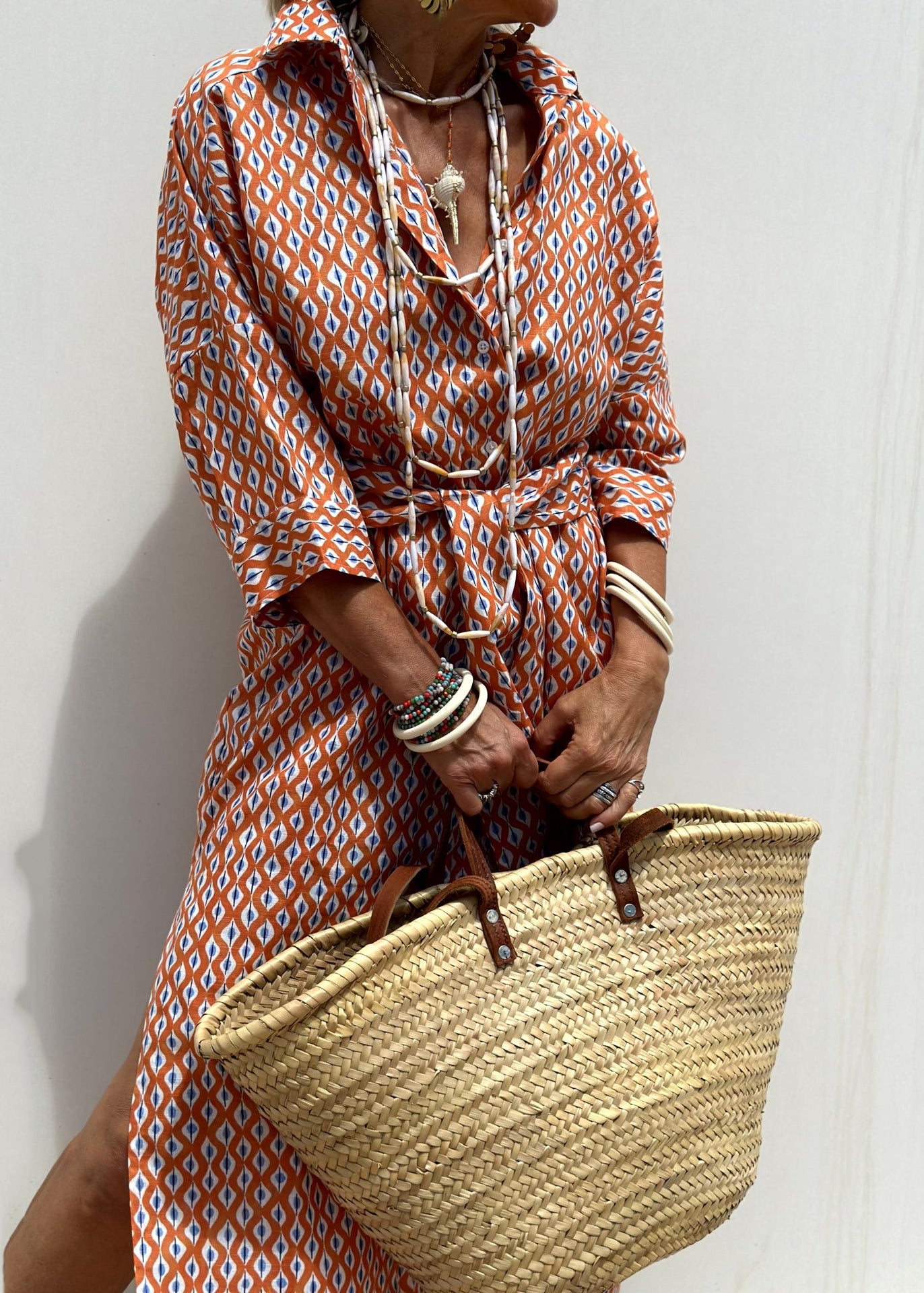 Casual Striped Dress Shirts Patchwork Side Bracelet Sleeve Open Long Blue