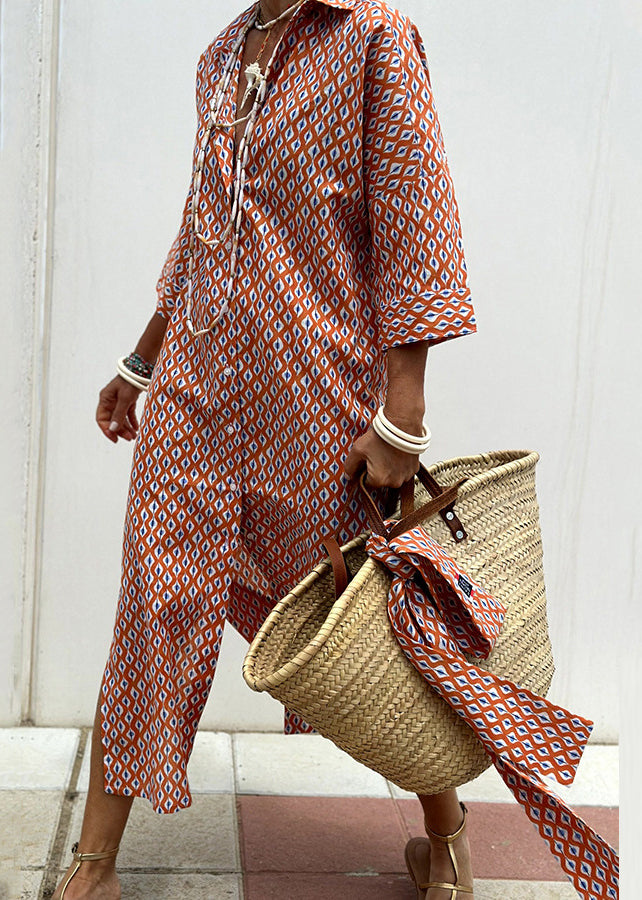 Casual Striped Dress Shirts Patchwork Side Bracelet Sleeve Open Long Blue