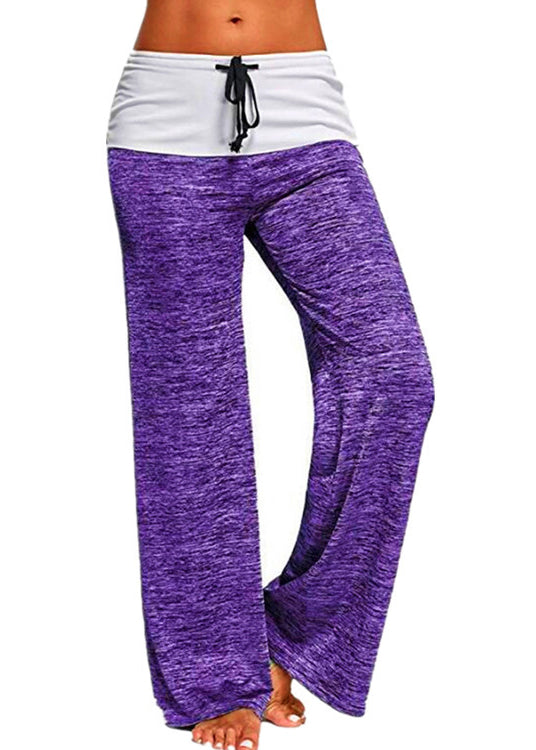 Summer Casual Grey Patchwork Cotton Drawstring Pants