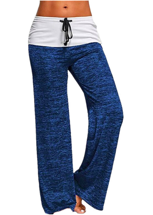 Summer Casual Grey Patchwork Cotton Drawstring Pants