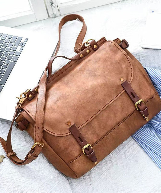 Bag Large CrossBody Messenger Casual Capacity Leather Khaki
