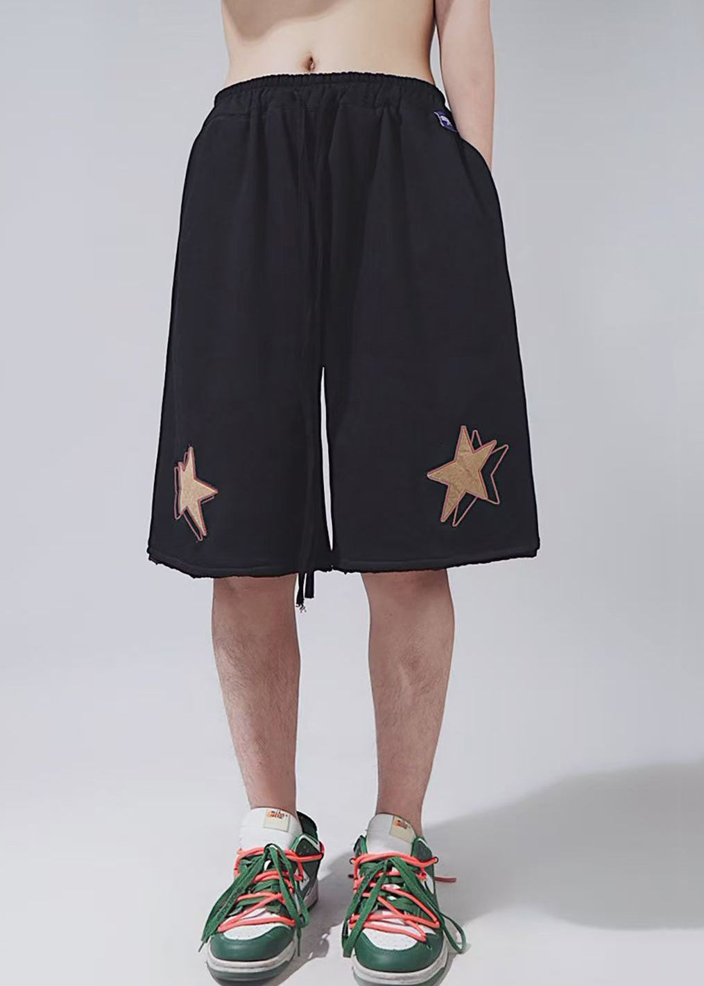 Elastic Men Cotton Khaki Print Summer Casual Shorts Waist