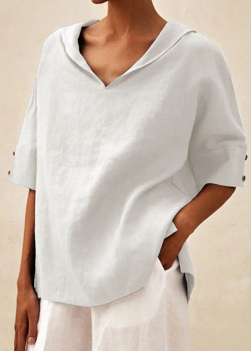 O-Neck Orange Short Sleeve Open Side Shirts Casual