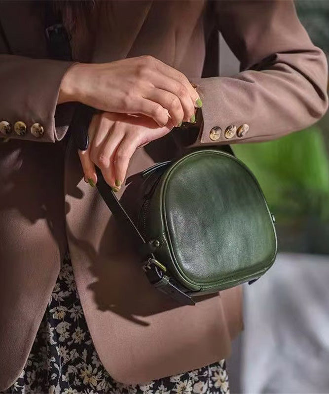 Round Casual CrossBody Bag Durable Leather Solid