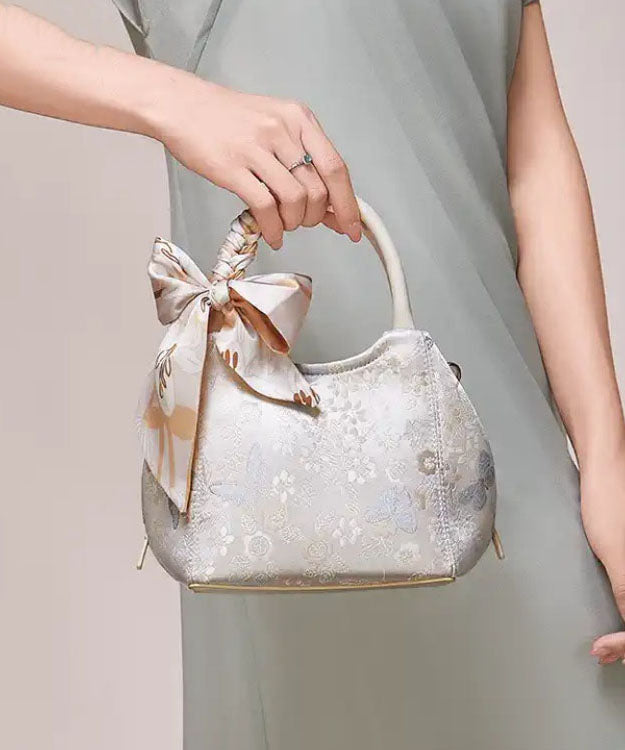 Tote Beige Cotton Chic Jacquard Bow Bag