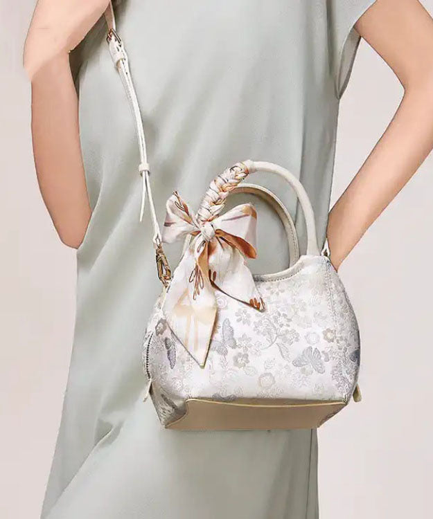 Tote Beige Cotton Chic Jacquard Bow Bag