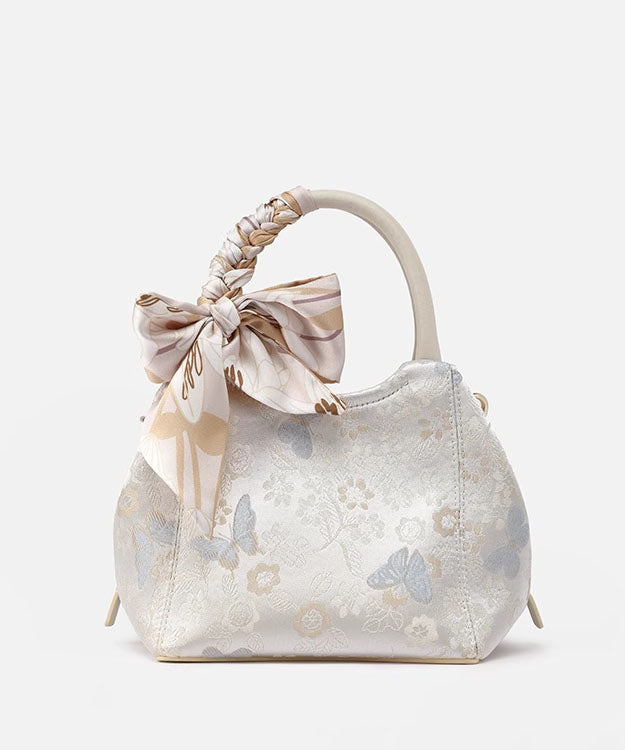 Tote Beige Cotton Chic Jacquard Bow Bag