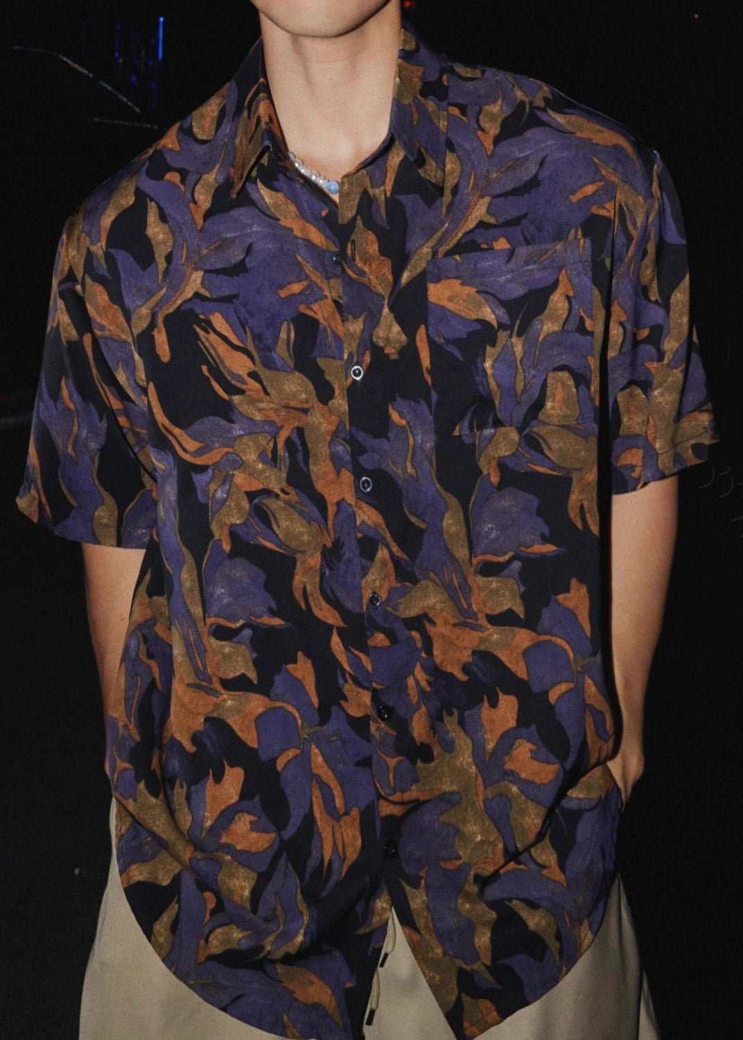 Summer Shirt Print Peter Chic Pan Cotton Men Collar