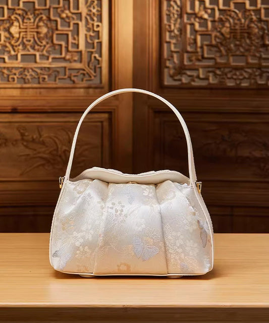 Versatile Style Beige Chinese Tote Jacquard Bag