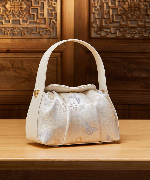 Versatile Style Beige Chinese Tote Jacquard Bag