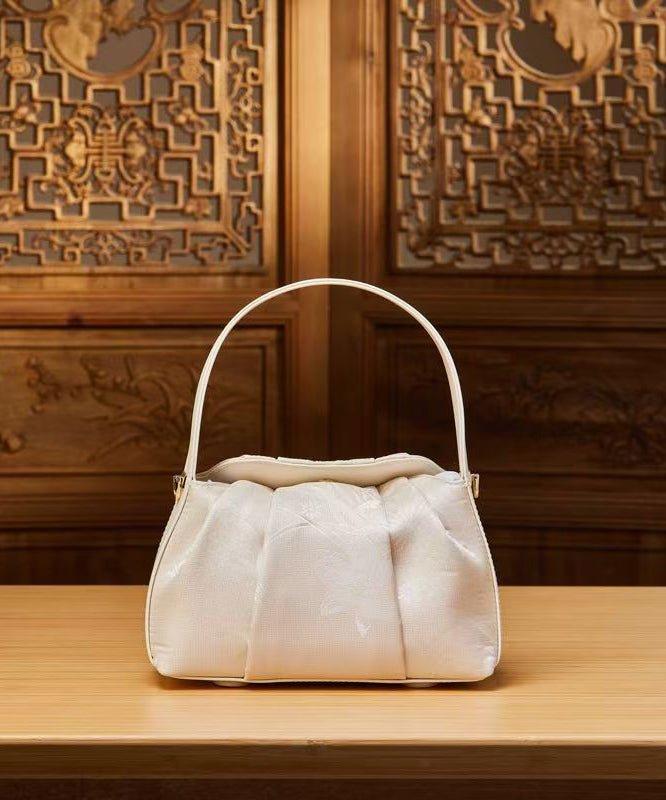 Versatile Style Beige Chinese Tote Jacquard Bag