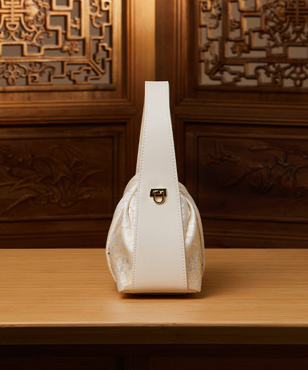 Versatile Style Beige Chinese Tote Jacquard Bag