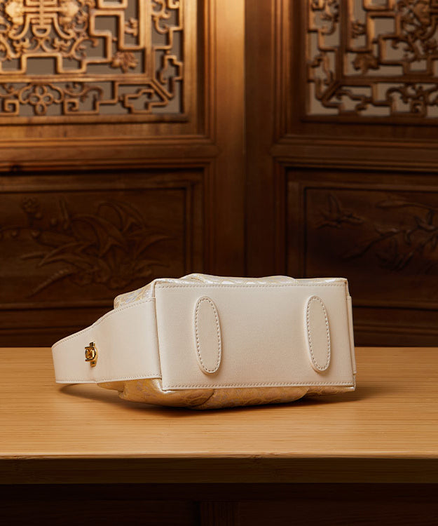 Versatile Style Beige Chinese Tote Jacquard Bag