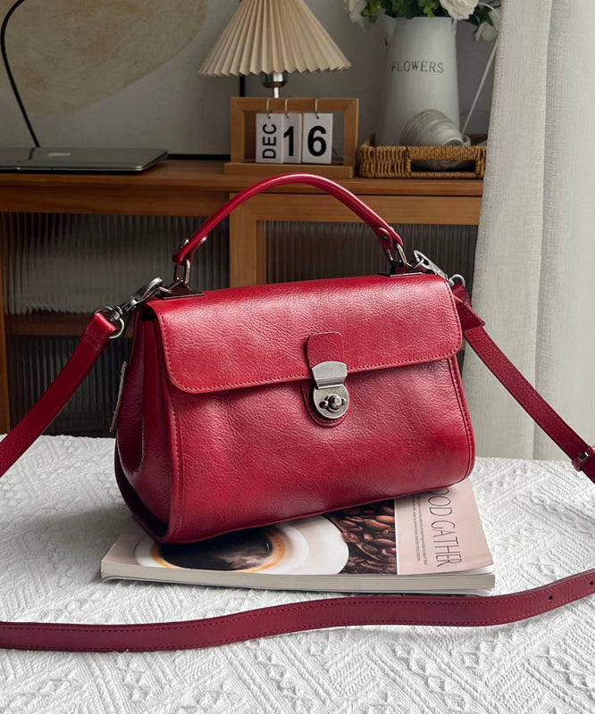 Durable Versatile Classy Leather Bag Messenger Orange Solid