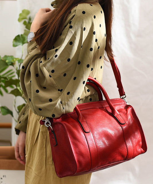 Leather Classy Capacity Handbag Tote Red Large