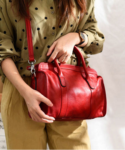 Leather Classy Capacity Handbag Tote Red Large