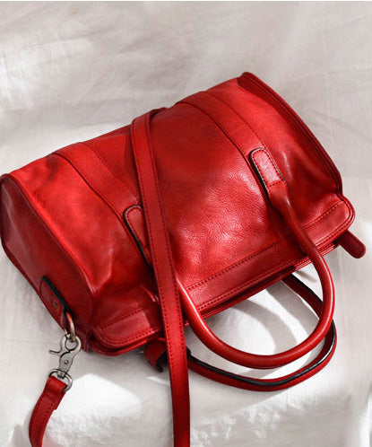 Leather Classy Capacity Handbag Tote Red Large