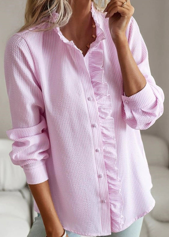 Pink Shirt Collar Cute Stand Fall Button