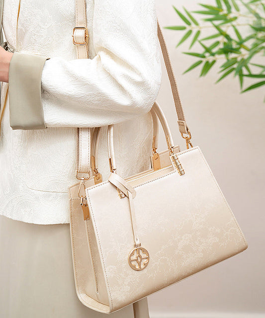 Beige Elegant Jacquard Versatile Tote Bag